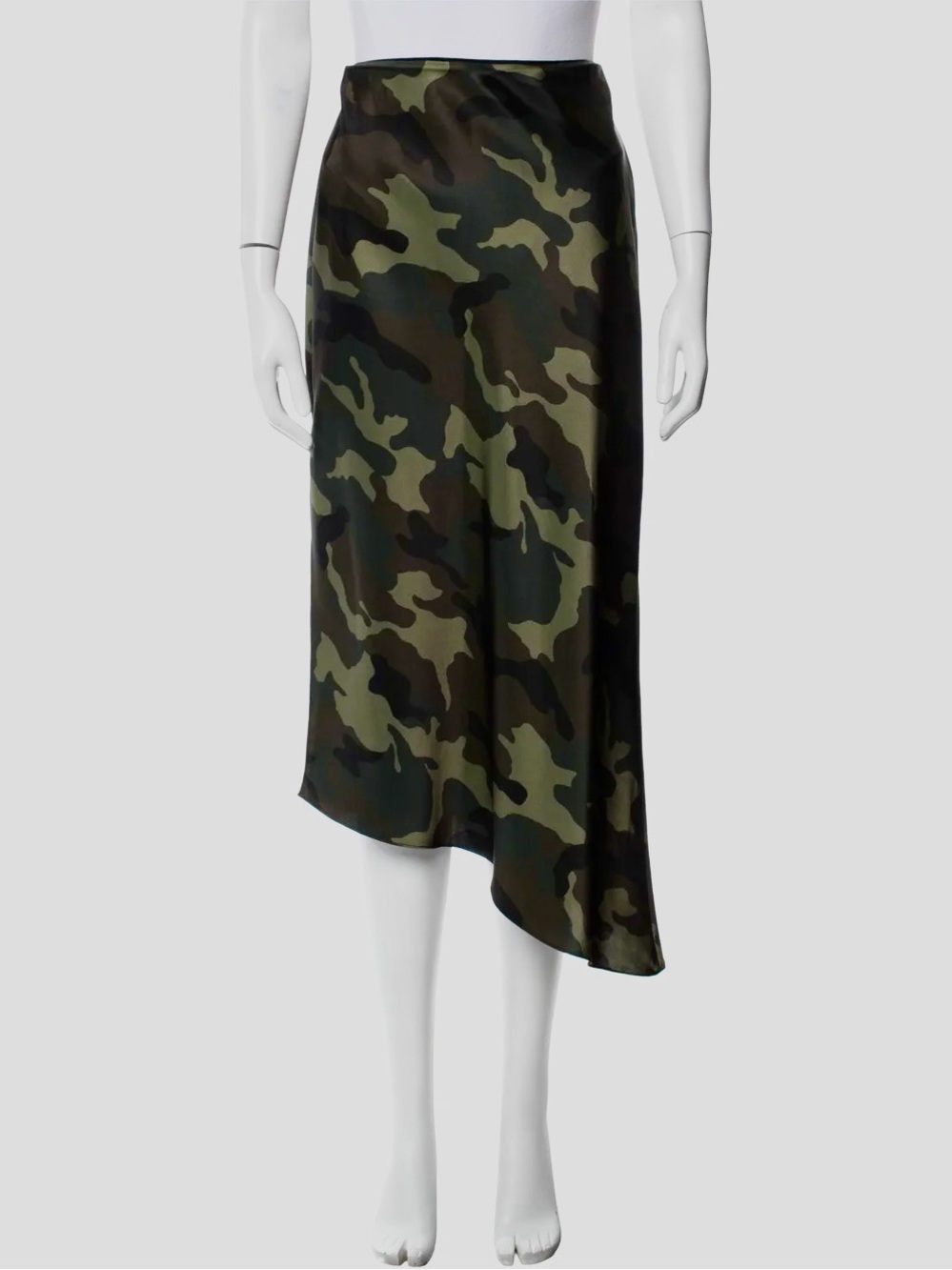 BNWT - Alice + Olivia Camo Asymmetric Midi Skirt - Green Size 0